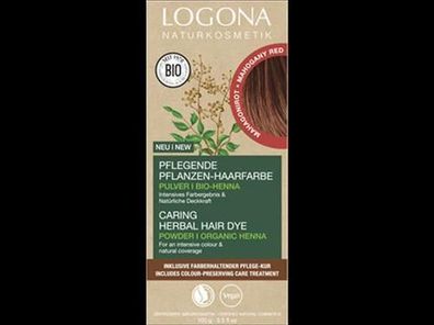Logona 3x Pflegende Pflanzen-Haarfarbe Pulver Mahagonirot 100g