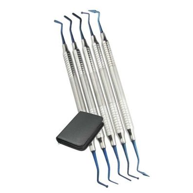Set aus 5 Dental Restorative Komposit instrumente Filling Titanium Coated Blue