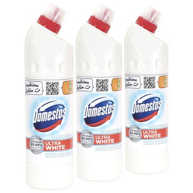 3x Domestos Ultra White & Shine Thick Bleach 750 ml