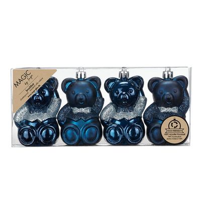 Kunststoff Teddybär 4 Stk 8cm dunkelblau