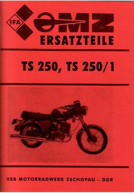 Ersatzteileliste Passend für MZ TS 250, TS 250/1, Motorrad, DDR Oldtimer, Ost Klassik