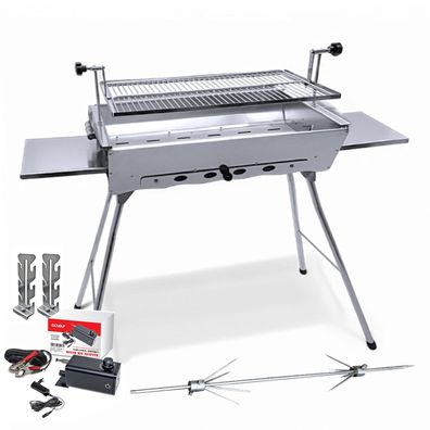 Mangal Ideal Grill Edelstahl 2mm mit Döner Hähnchen Drehspieß Motor