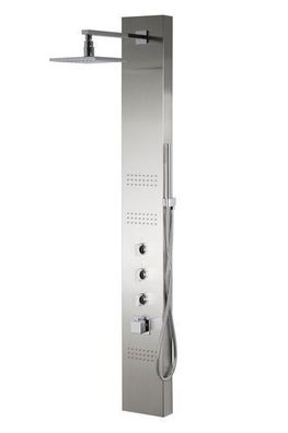Duschpaneel Edelstahl NEO Massage Wasserfall Thermostatisch in Stahl, Massagedusche