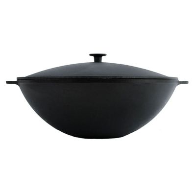 36 cm Wok Gusseisen Kazan 8 L Gusseisendeckel Asia Wokpfanne Induktion Kessel