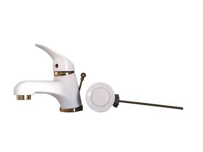 Einhebel-Waschtischarmatur Waschbecken Bad Armatur Weiß/ Gold