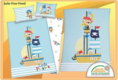 Set besteht aus Babybettwäsche und Babydecke Motiv: Katze Pirat - NEU auch einzeln