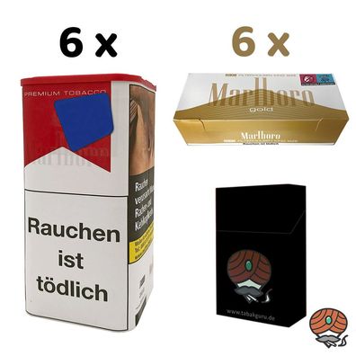 Marlboro Rot Tabak XL Dose 6x 145g, Marlboro Gold Filterhülsen, Zubehör