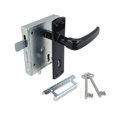 Kastenschloss für Gartentüren + Kurzschild - Aufschraubschloss hebende Falle