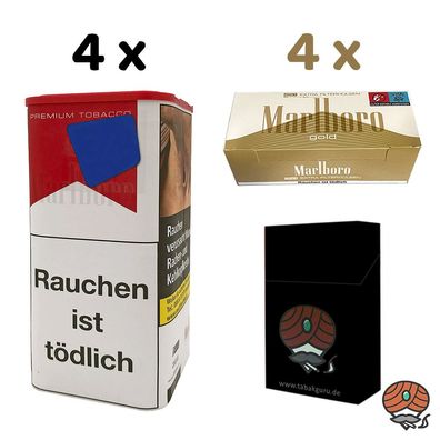Marlboro Rot Tabak XL Dose 4x 145g, Marlboro Gold Extra Filterhülsen, Zubehör