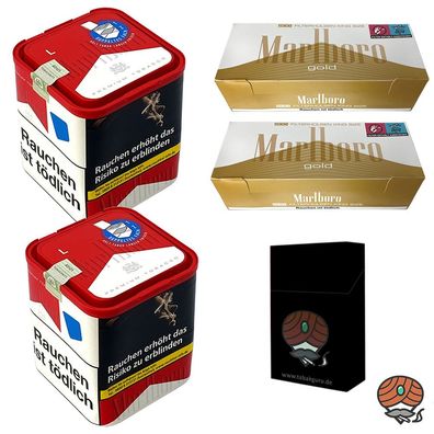 Marlboro Rot Tabak 2x 103g L Dose + 2x Marlboro Gold Filterhülsen + Zubehör