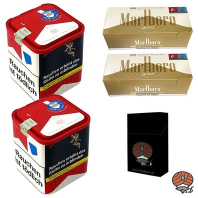Marlboro Rot Tabak 2x 103g L Dose + 2x Marlboro Gold Extra Filterhülsen + Zubeh
