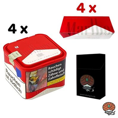 Marlboro Red / Rot Tabak 4x 70g M Dose + 4x Marlboro Rot Filterhülsen + Zubehör