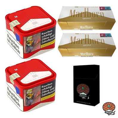 Marlboro Red / Rot Tabak 2x 70g M Dose + 2x Marlboro Gold Filterhülsen + Zubehör