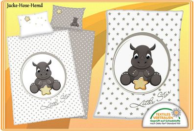 Babybettwäsche Babydecke Bettwäsche Kuscheldecke Nashorn Decke Set einzeln
