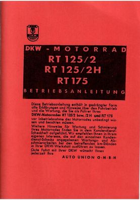 Betriebsanleitung DKW-Motorrad Modell RT 125 / 2