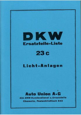 DKW Ersatzteile Liste Nr. 23c, SB 200 Normal, KM 200 Luxus,