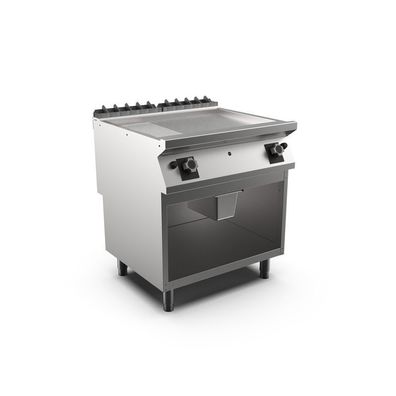 Mareno M1-700 Gas-Grillplatte mit 2/3 glatter und 1/3 gerippter Mattchromplatte, 80cm