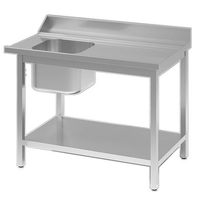 Gastro-Inox Spültische aus Edelstahl AISI 304 mit Becken links 1200x700x900mm