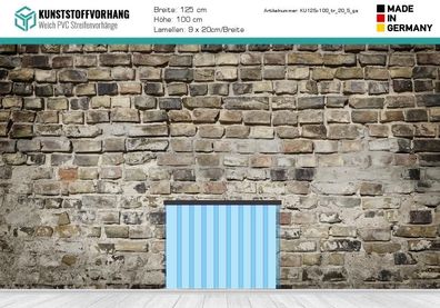 Garten/Keller Vorhang Transparent 20cm Lamellen Breite: 125cm - Hoehe: 100cm