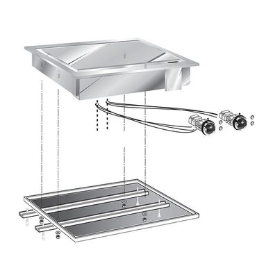 Gastro Inox Einbau-Grillplatte aus Edelstahl und Stahl 625x600x180mm