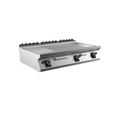 Mareno M1-700 Gas-Grillplatte mit 2/3 glatter und 1/3 gerippter Mattchromplatte,
