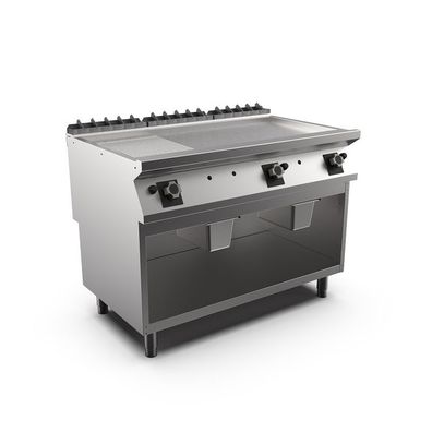 Mareno M1-900 Gas-Backplatte mit 2/3 glatter und 1/3 gerippter mattverchromter