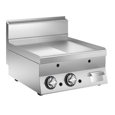 Mareno M1-600 Gas-Grillplatte mit halb glatter/halb geriffelter verchromter Platte