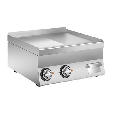 Mareno M1-600 Elektrische Grillplatte mit halb glatter/geriffelter Edelstahlplatte