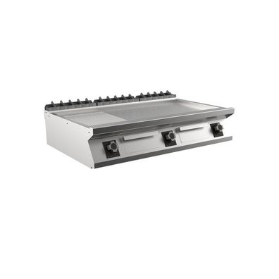 Mareno M1-700 elektrische Grillplatte mit 2/3 glatter und 1/3 gerippter Mattchromp