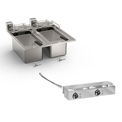 Gastronomie Gastro Inox Einbau-Fritteuse mit 2x10 Liter aus Edelstahl 600x600x380mm