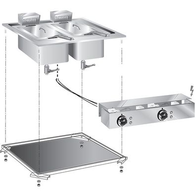 Gastronomie Gastro Inox Einbau-Fritteuse mit 2x10 Liter aus Edelstahl 600x600x380mm