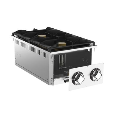 Mareno Einbau-Gaskocher mit 2 Brenner aus Edelstahl 400x625x225mm