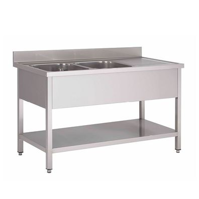 Gastro-Inox Spültisch mit 1 Becken links und Grundboden Aufkantung 1800x700x880mm