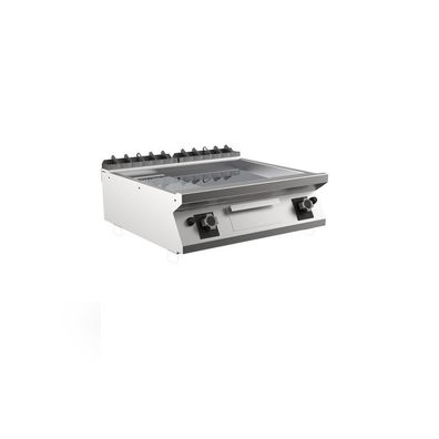 Mareno M1-700 Gas-Grillplatte mit 2/3 glatter und 1/3 gerippter Chromplatte, 80cm