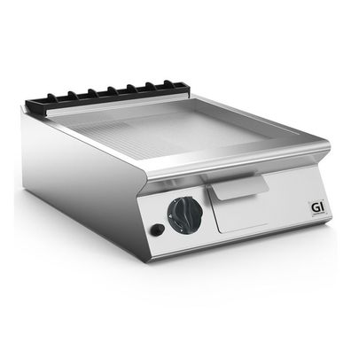 Gastro-Inox 700 HP 2/3 glatte und 1/3 gerippte Edelstahl Gasplatte, 60cm