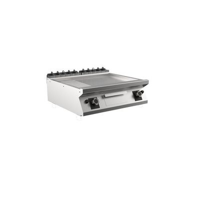 Mareno M1-700 Gas-Grillplatte mit 2/3 glatter und 1/3 gerippter Mattchromplatte, 80cm