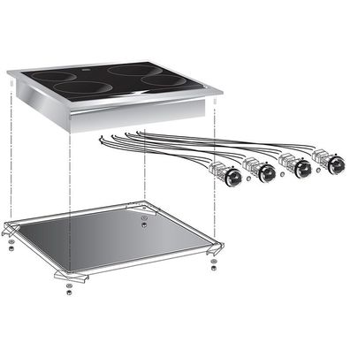 Gastro Inox Einbau-Kochfeld mit 4 Platten aus Edelstahl AISI304 600x600x70mm