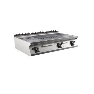 Mareno M1-900 Gas-Backplatte mit 2/3 glatter und 1/3 gerippter verchromter Platte,