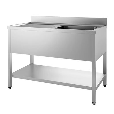 Gastro-Inox Spültisch mit Becken rechts Grundboden und Aufkantung 1000x700x880mm
