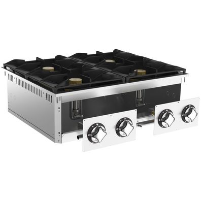 Mareno Einbau-Gaskocher mit 4 Brenner aus Edelstahl 800x625x250mm