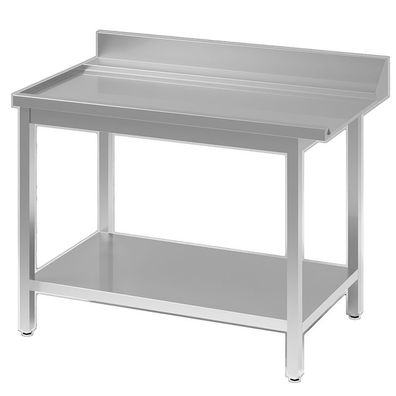 Gastro-Inox Ablauftisch aus Edelstahl mit Anschluss rechts 800x700x900mm