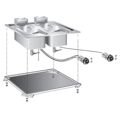 Gastronomie Gastro Inox Einbau-Fritteuse mit 2x10 Liter aus Edelstahl 600x600x380mm