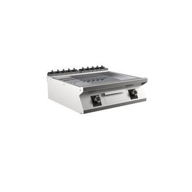 Mareno M1-700 elektrische Grillplatte mit 2/3 glatter und 1/3 gerippter Mattchromp