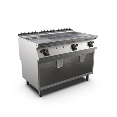 Mareno M1-700 Gas-Grillplatte mit 2/3 glatter und 1/3 gerippter Chromplatte, 120cm