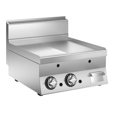 Mareno M1-600 Gas-Grillplatte mit halb glatter/geriffelter verchromter Platte, 80cm
