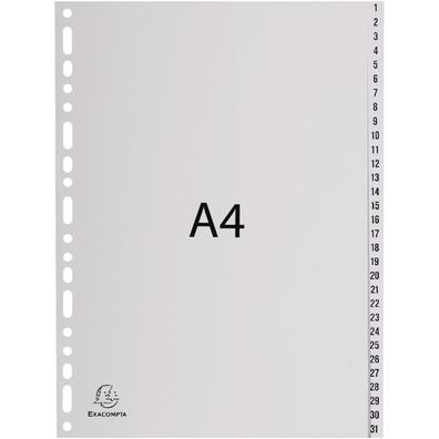 Exacompta 1931E Exacompta Ordnerregister Vollformat 1-31 grau 31-teilig, 1 Satz