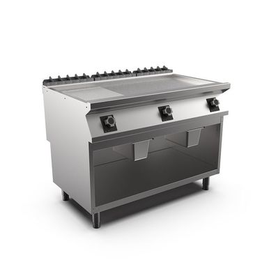 Mareno M1-700 Elektro-Grillplatte mit 2/3 glatter und 1/3 gerippter Mattchromplatt