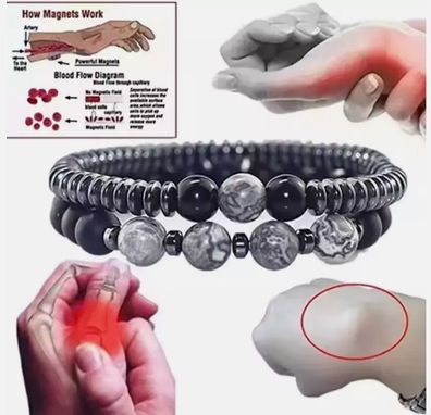 Charm Perlen Armband Set lindern Arthritis Schmerzen Hämatit Magnetfeld Therapie