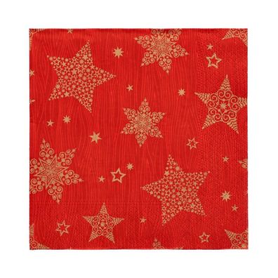 Papstar 88655 Papstar Weihnachts-Motivservietten "Christmas Shine", rot