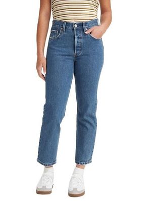Jeans Levi's 501 CROP, taille haute, jambe droite, bleu